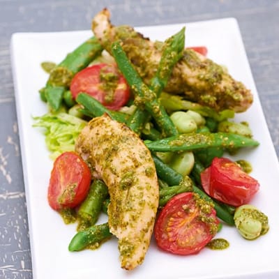 Primavera Salad with Pesto Chicken
