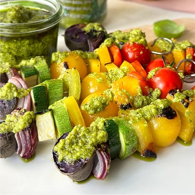 Lemon Pesto Vegetable Skewers