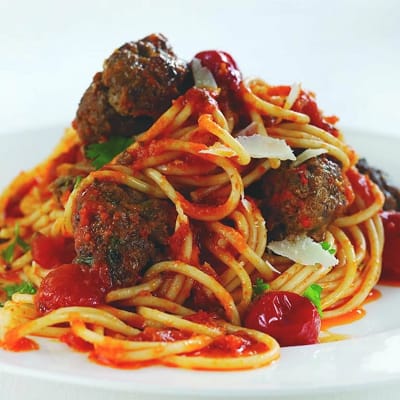 Italian Meatballs with Tomato and Roasted Garlic Sauce