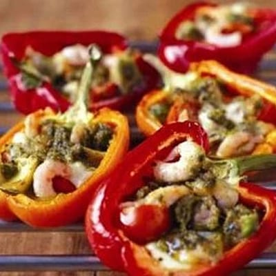 Tomato, Garlic and Prawn Stuffed Peppers