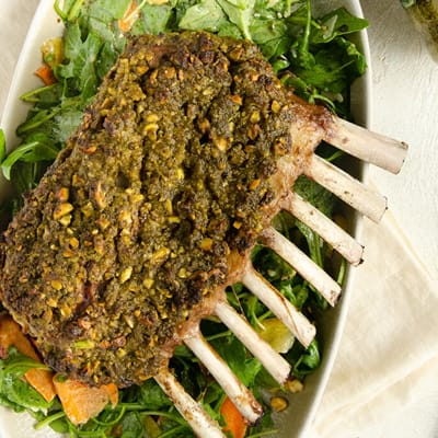 Pistachio Pesto Rack of Lamb